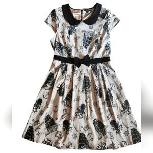 Sourpuss Retro Black and Beige Pirate Dress -2X